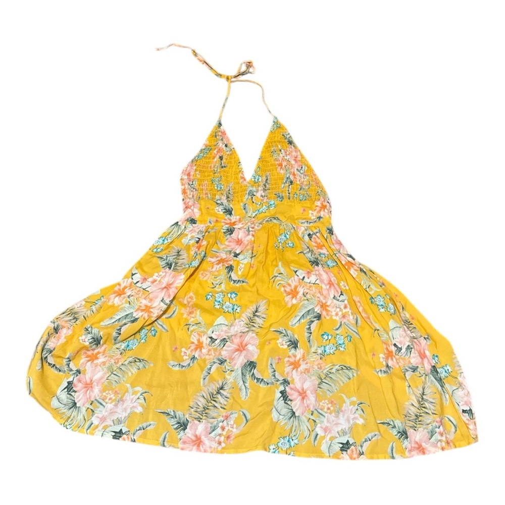 Floral Yellow Halter Dress